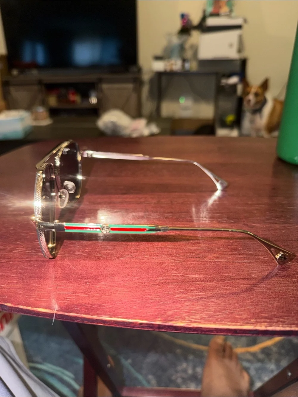 Gucci Gold Frame Aviator Sunglasses with Black Lenses